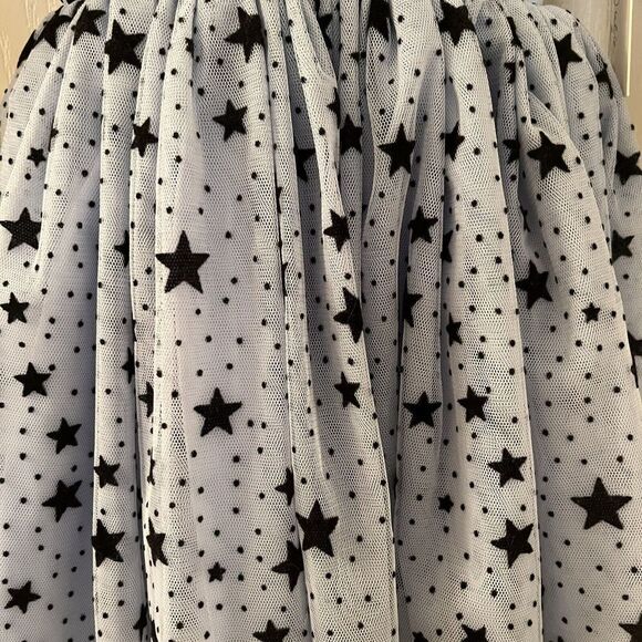 Pippa & Julie Blue Flocked Black Stars Mesh Jumper Dress 2-Pc Girls Size 4 NWT - Picture 5 of 12